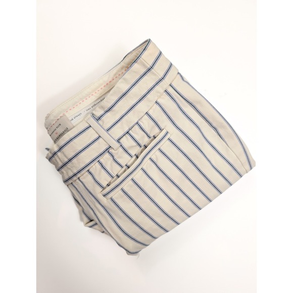 Anthropologie The Essential Slim Cream Blue Striped Ankle Pants Women's Size 6 - Picture 5 of 6